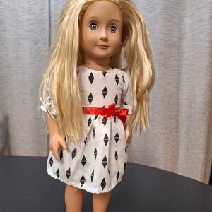 Blonde Doll with Black and White Dress